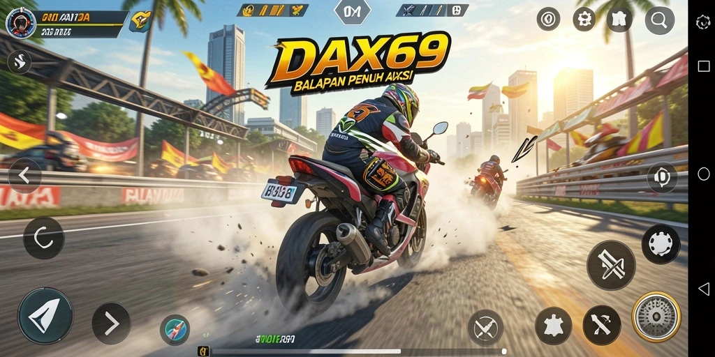 Gameplay DAX69 yang mendebarkan di lintasan balap motor.