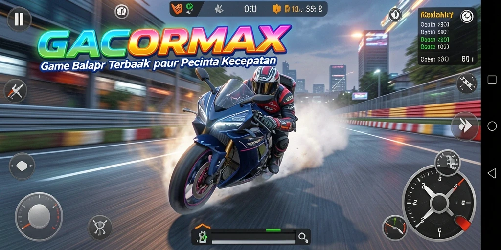 Tampilan gameplay GACORMAX yang menegangkan di trek balap.