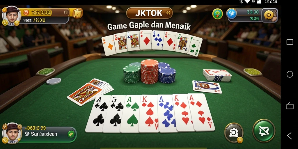 Tampilan gameplay JKTOK yang menegangkan dan seru dalam bermain Gaple.