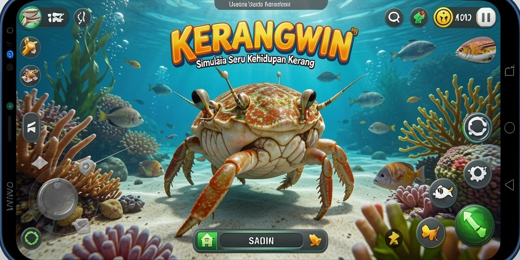 Gameplay KERANGWIN menampilkan aktivitas merawat kerang yang interaktif.