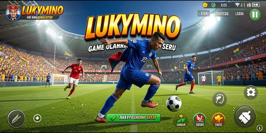 Gameplay seru di LUKYMINO, menunjukkan aksi olahraga yang menegangkan.