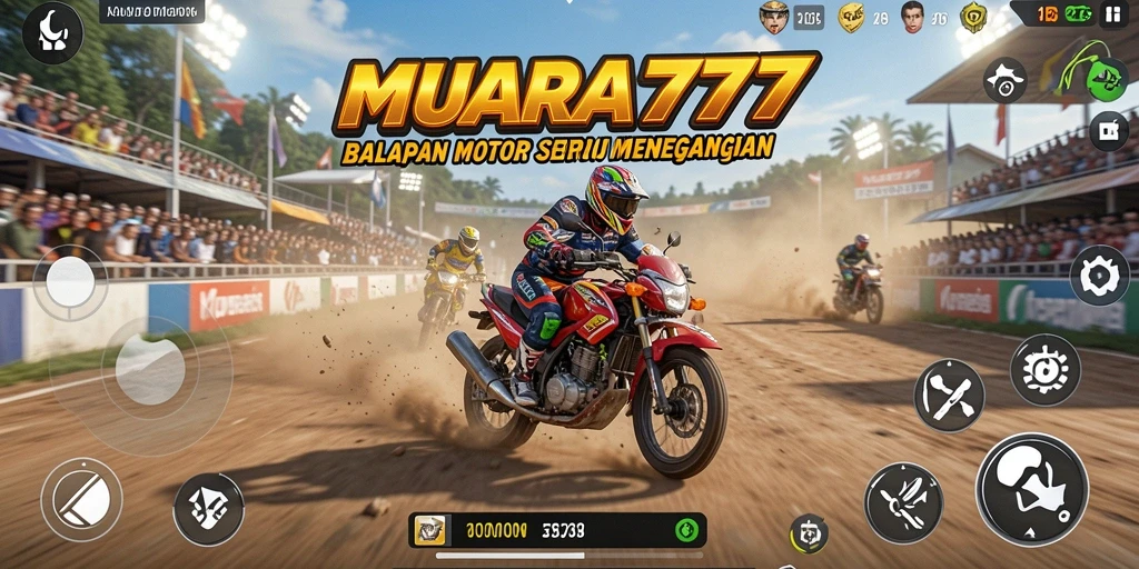 Screenshot MUARA777 menampilkan aksi balapan motor yang seru dan mendebarkan.